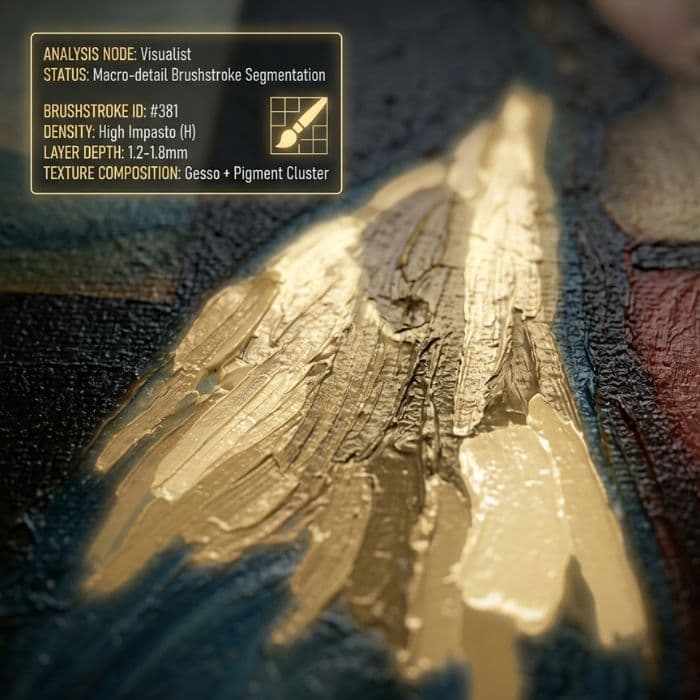 AI visualization showing brushstroke segmentation and pigment analysis