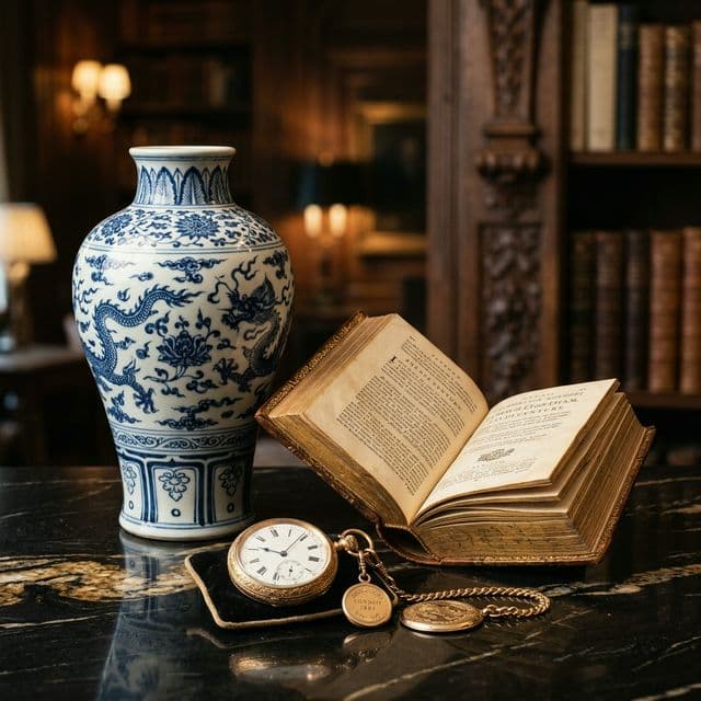 Antique objects used to illustrate antique valuation research